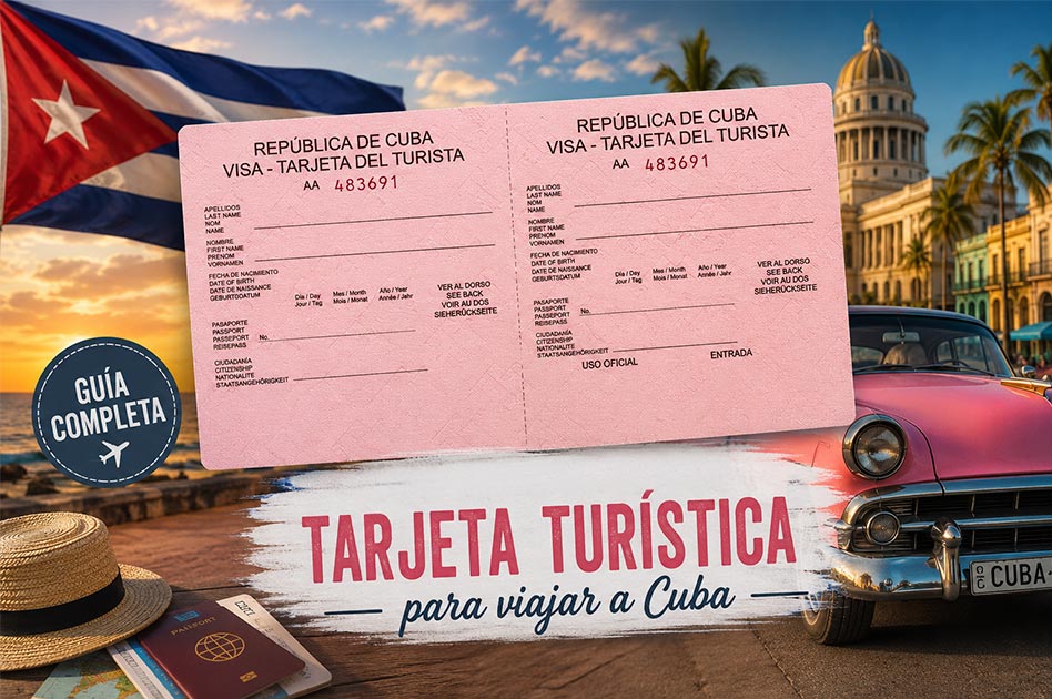 Tarjeta turística cubana rosa